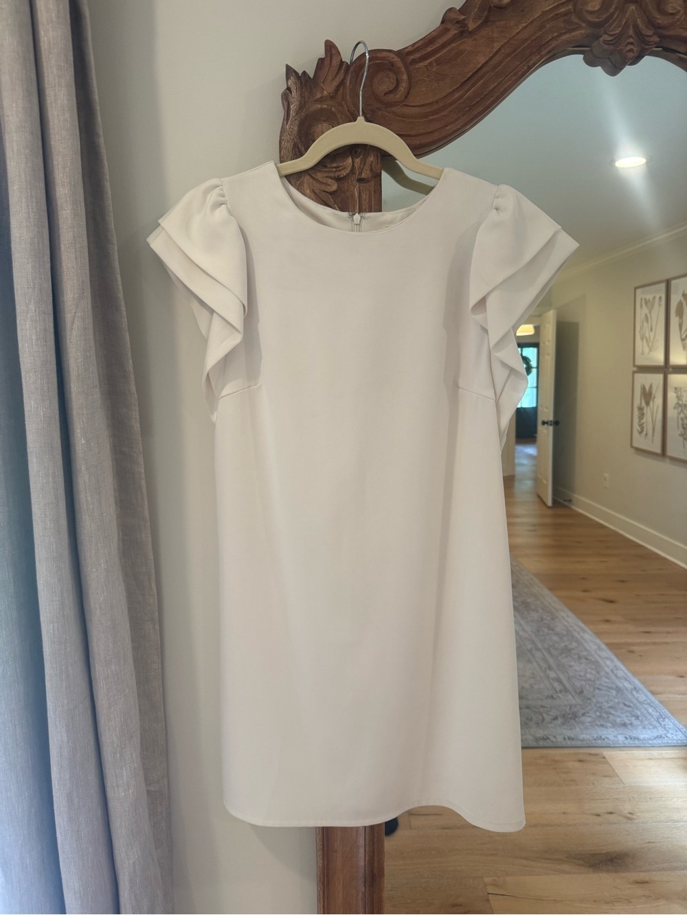 Mustard Seed Cream Ruffle Sleeve Shift Dress